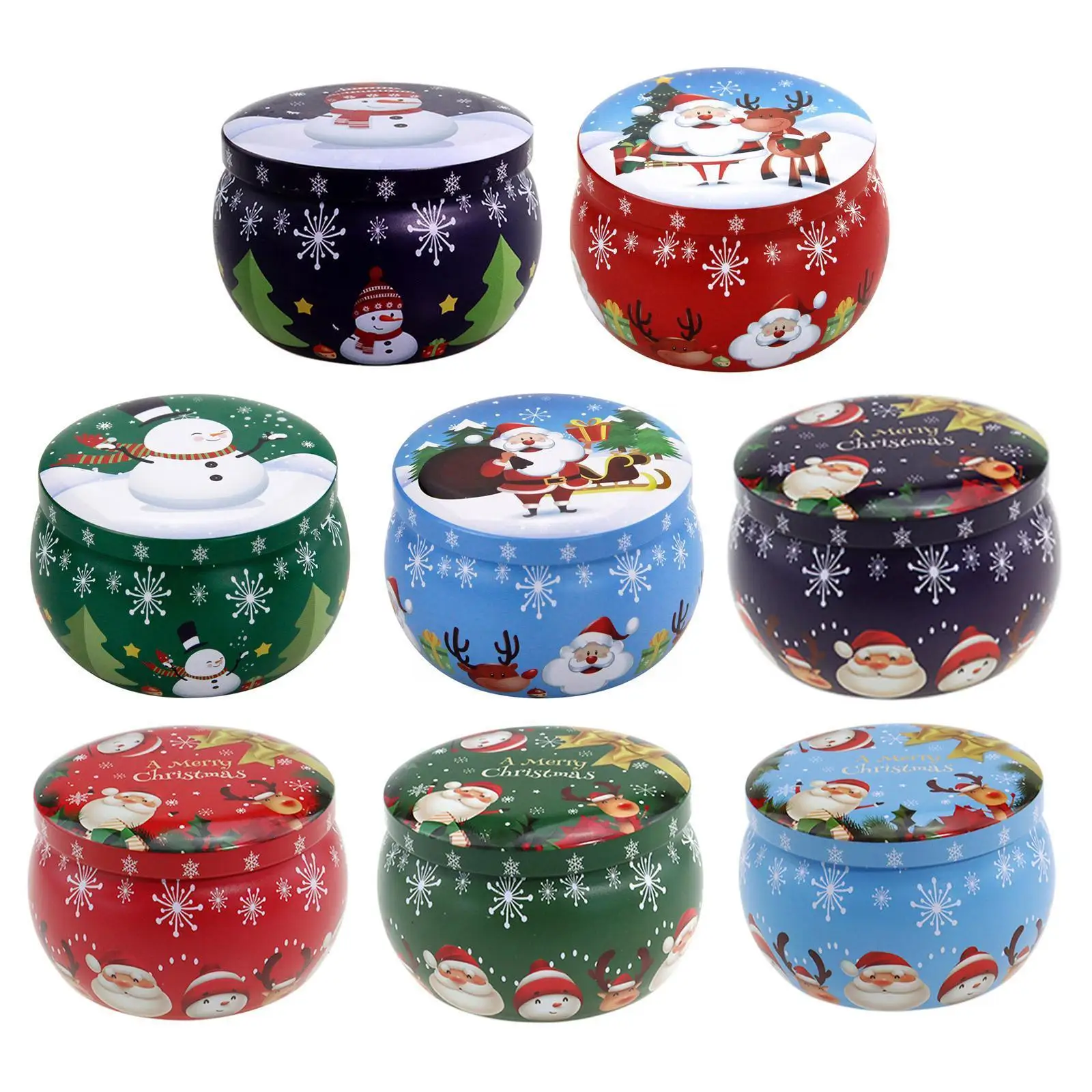 

2.48inch Mini Christmas Tinplate Round Candy Tin Can Candy Tin For Gift Giving Christmas Scented Tin Jars Round Candle Cont B5W1