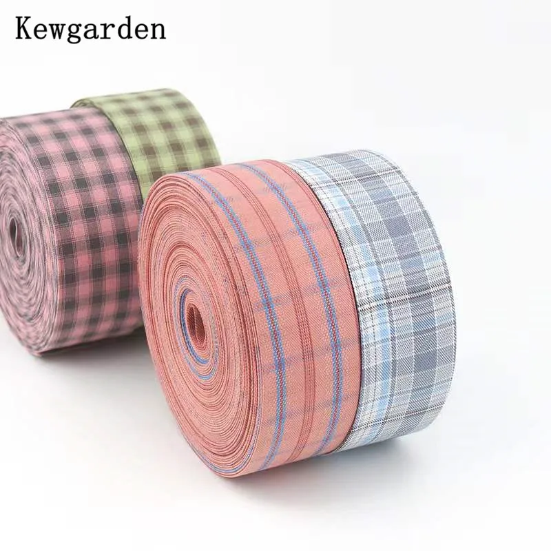 

Kewgarden 1.5" 1" 25mm 40mm Plaid Layerling Cloth Ribbon DIY Bows Hair Sewing Accessories Handmade Tape Carfts 11 Yards