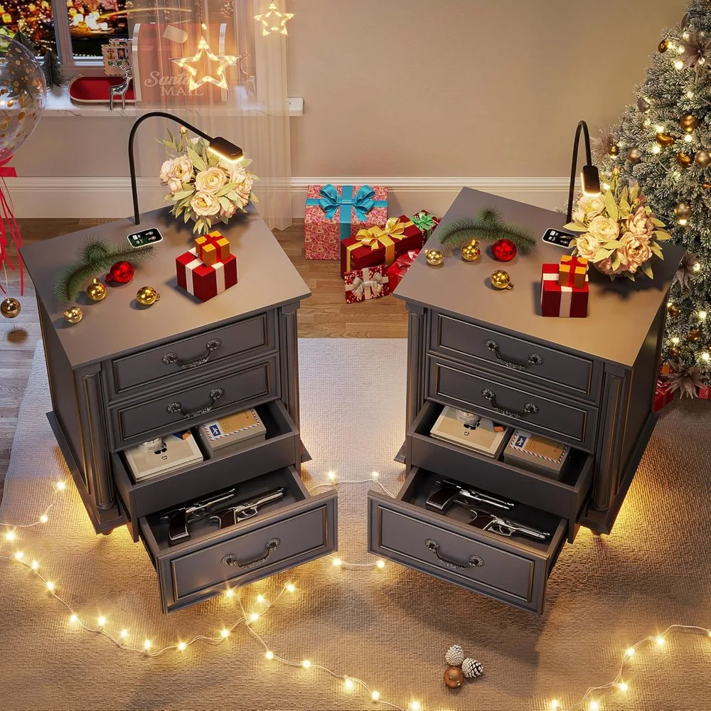 Набор тумбочек для фермерского дома 2 ящиками пистолета и 3 большими хранения