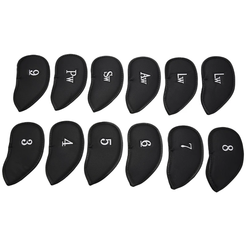 

ELOS-Golf Head Covers Waterproof Black Leather Golf Club Head Cover Iron Head Cover Protector Set For Golf Club Cover