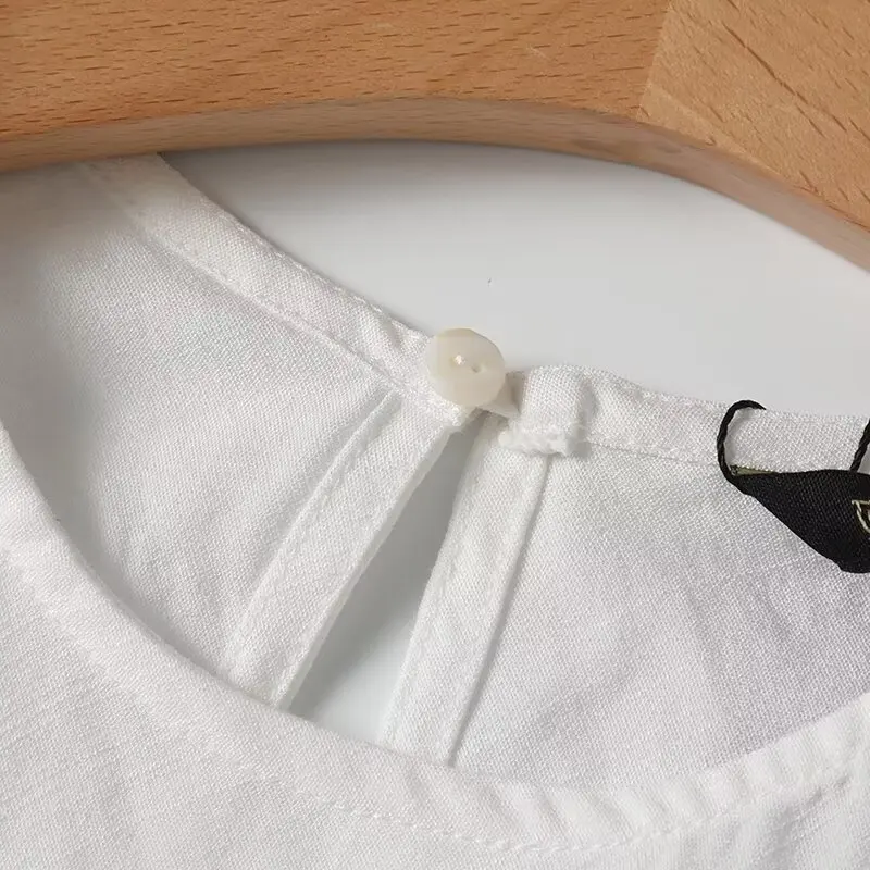 Maxdutti Повседневная модная белая майка без рукавов из хлопка и льна летняя блузка