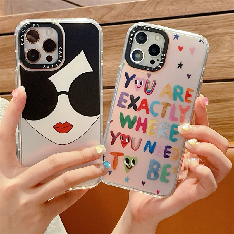 Funny Cute Cartoon Graffiti Love Hearts Letter Phone Case For iPhone 13 12 11 14 Pro Xs Max Xr X Shockproof Hard PC Laser Cover