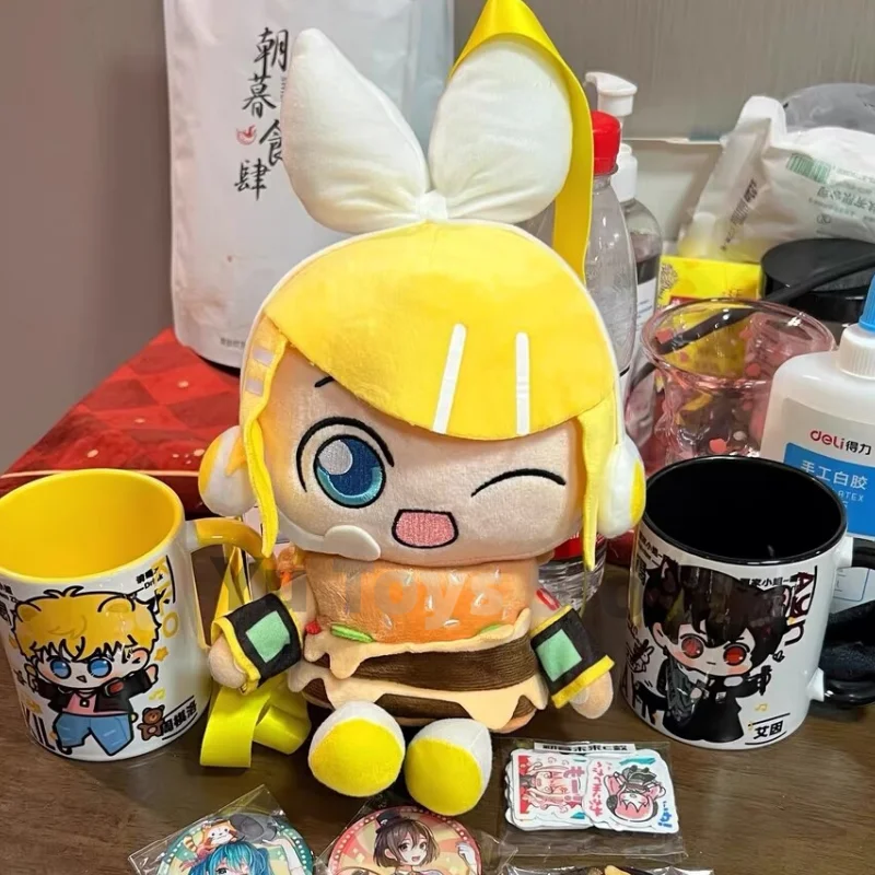 

New 20cm Original Hatsune Miku Plush Kawaii Toys Fufu Kagamine Len Kagamine Rin Megurine Luka Soft Filled Dolls Pillow Kid Gif