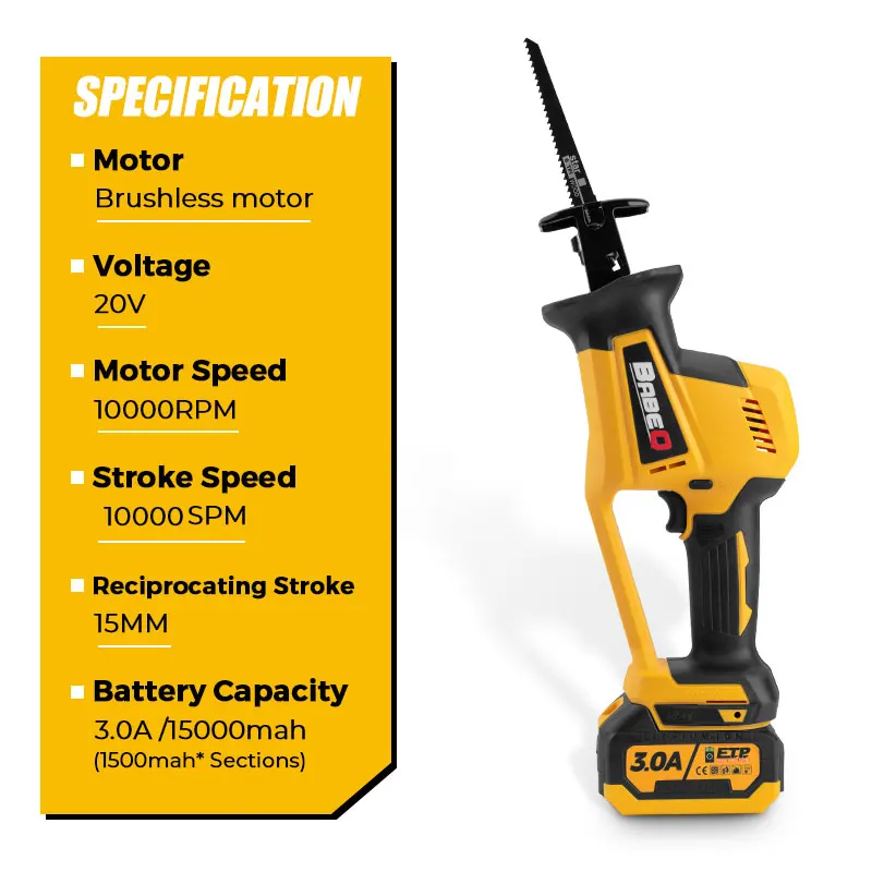 Бесщеточная сабельная пила BABEQ 10000SPM