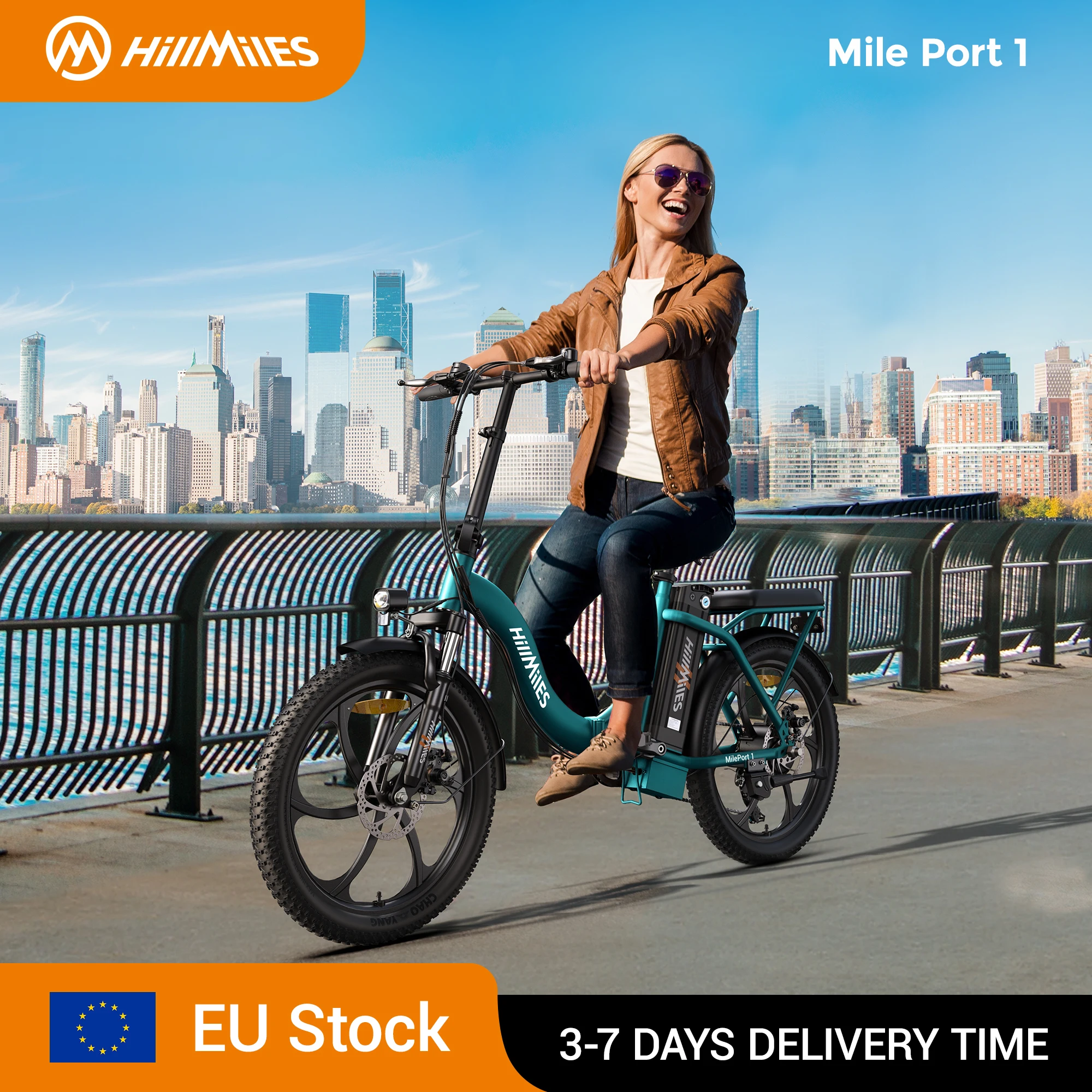 HillMiles MilePort Folding E-Bike, 250W Motor, 36V 13Ah, 25km/h, 20