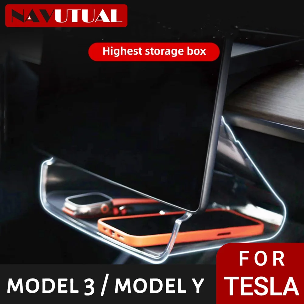 

2in1 Hidden Pro Screen Storage Box For 2016 - 2023 Tesla Model 3 Y Magnetic Magsafe Hidden Large Space Storage Tissue Box