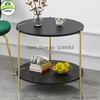 wooden coffee table with two layer books fruits storage tray small round table for living room sofa bedside corner