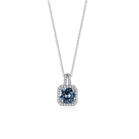 new 100 s925 sterling silver fashion personality blue square necklace gypsophila diamond pendant bound clavicle chain women