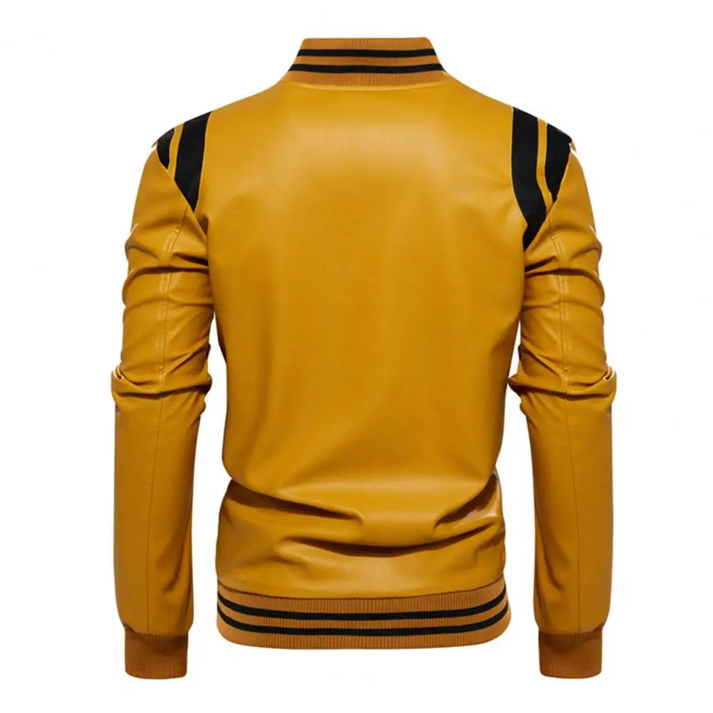 

Trendy Men Jacket Color Block Warm Male Windproof Ribbing Bottom Coat