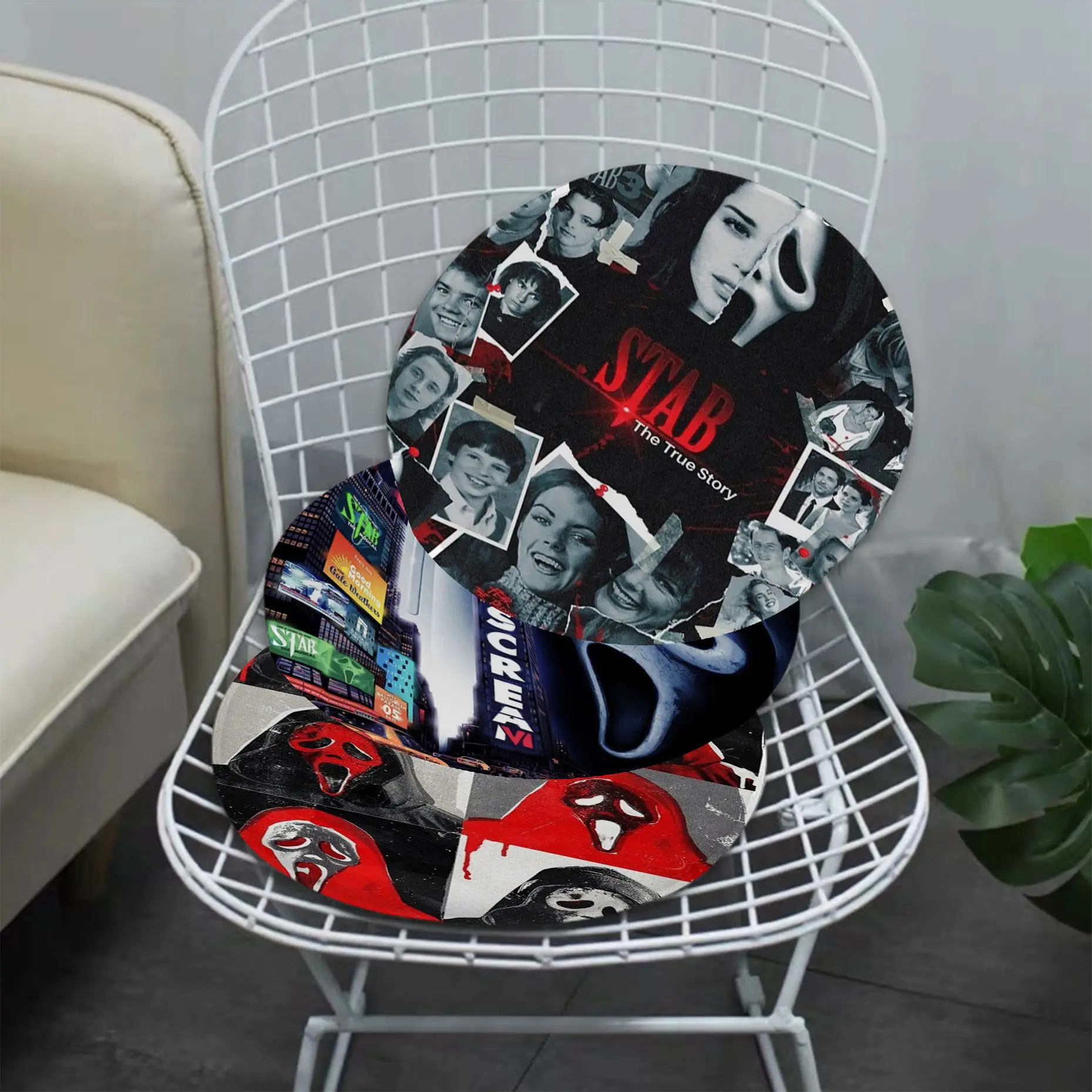 

Classic Horror Thriller Movie Scream Creative Seat Cushion Office Dining Stool Pad Sponge Sofa Mat Non-Slip Sofa Cushion