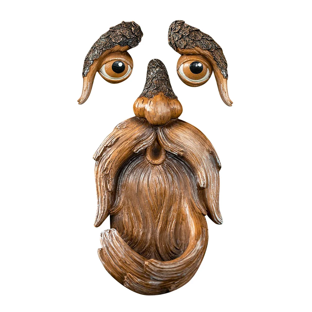 

Tree Face Bird Feeder Upholstery Trim Sculpture Old Man Faces Resin Garden Decor Elder Outdoor