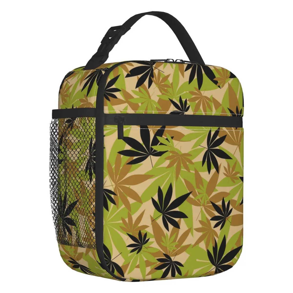 

Camo Marijuana Weed Leaf Portable Lunch Boxes Multifunction Cannabis Leaves Thermal Cooler Food Insulated Lunch Bag School
