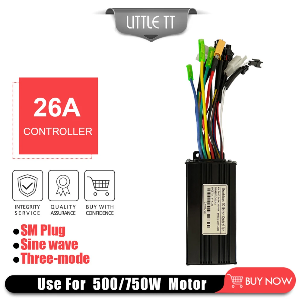 

JN 36/48V E-bike Controller Electric Scooter Sine Wave 26A 500/750W SM Three Mode Brushless Controllers Ebike Cycling Parts