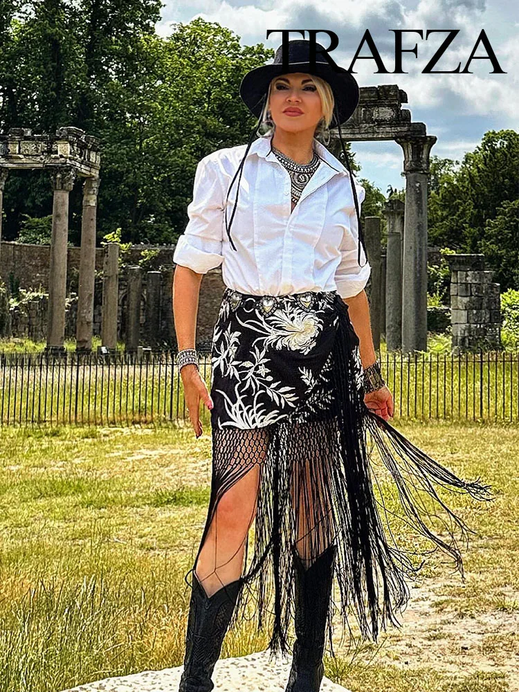 Женская Летняя асимметричная кисточка с вышивкой в виде растений