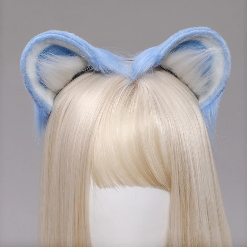 

Faux Fur Multicolor Animal Headband Hamster Plush Round Ears Cosplay Hair Clips