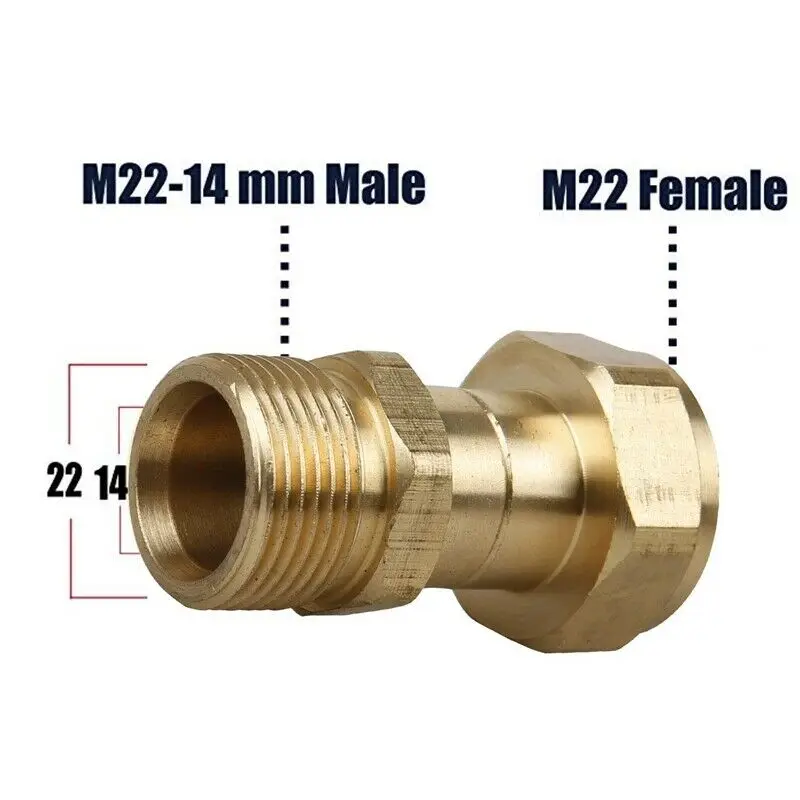 M22 14mm Thread Swivel Joint High Pressure Washer Sprayer Connector Brass Ki Nk Free 360° Rotation Hose Fitting