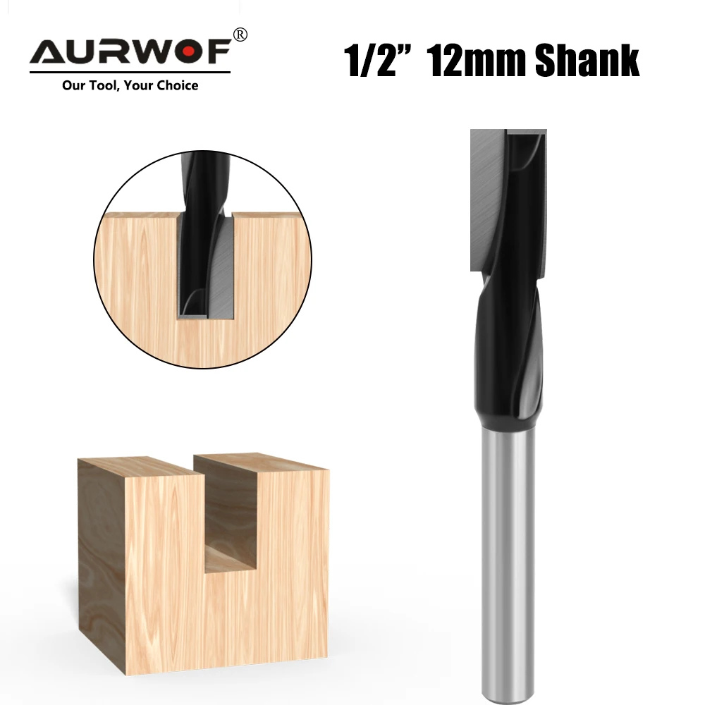 

1PC 12mm 12.7mm Shank Lengthened Cleaning Bottom Router Bit Spiral Diameter 18mm Engraving Machine Woodworking Milling Cutter