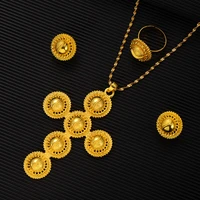 bangrui exquisite gold color cross jewelry sets pendant necklace stud earrings rings fashion african dubai jewelry gifts