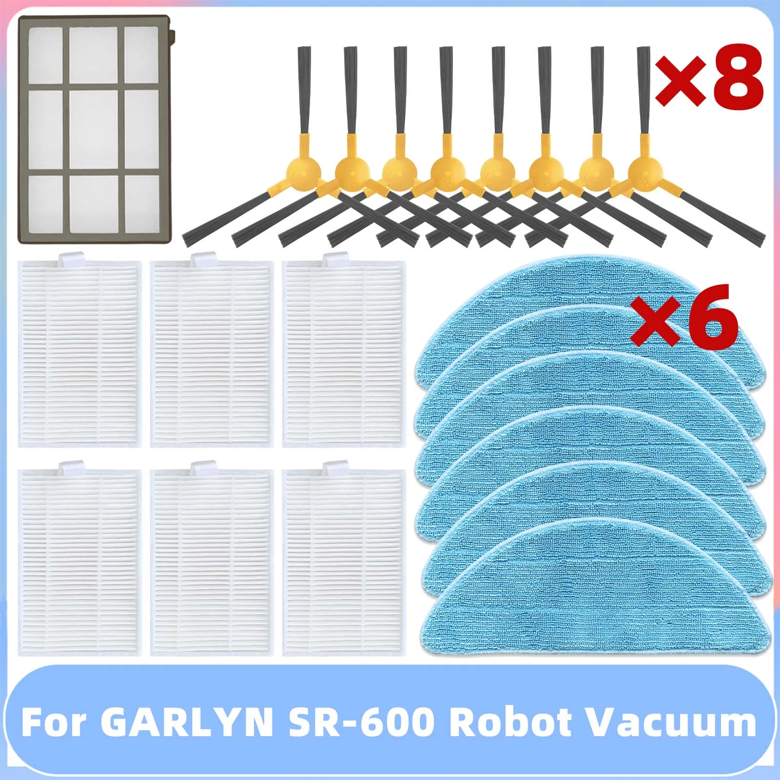 

For GARLYN SR-600 Side Brush Hepa Filter Mop Pad Rag Primary Filter Robot Vacuum Cleaner Spare Parts Accessories Replacement