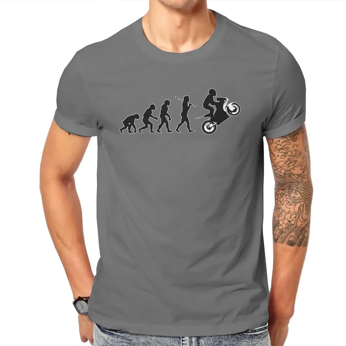 Dirtbike Evolution  T-Shirt for Men  Funny Cotton Tees O Neck Short Sleeve T Shirts Gift Idea Clothes