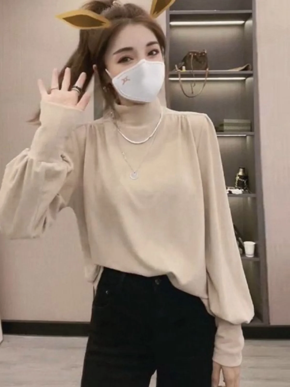 Очень большая рубашка с толстым дном весом 50 00 кг женская осенне-зимняя для