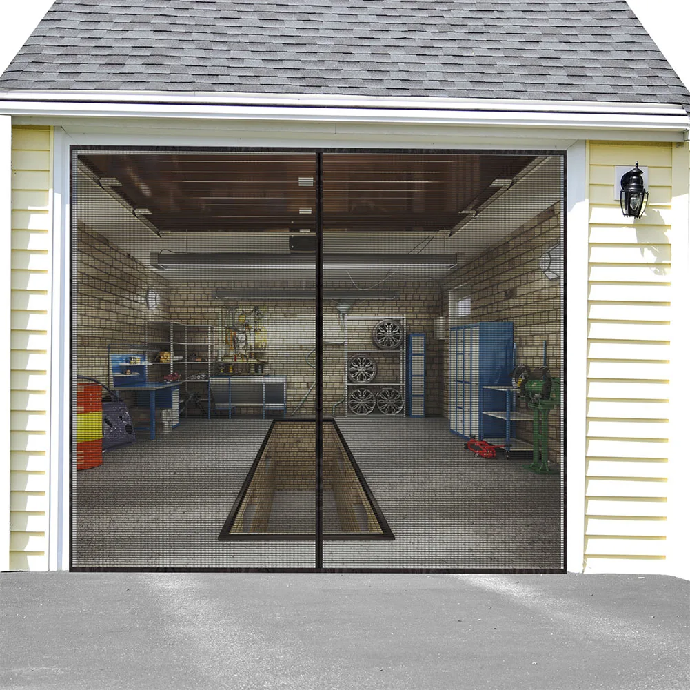 

Garage Door Screen Easy Assembly Pass-Through Net Pet Kid Friendly Curtain Hands Free Screen Door with Magnets