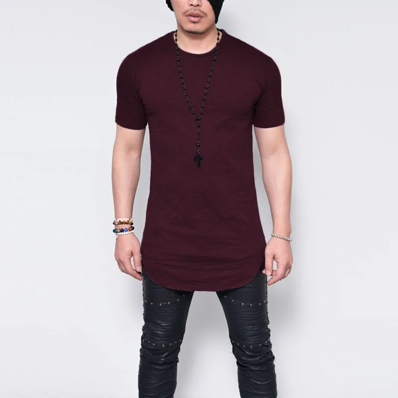 

A2431 MRMT 2022 Brand New Men's T Shirt Round Neck Solid-colored T-shirt for Male Round-neck Medium and Long Section Tops