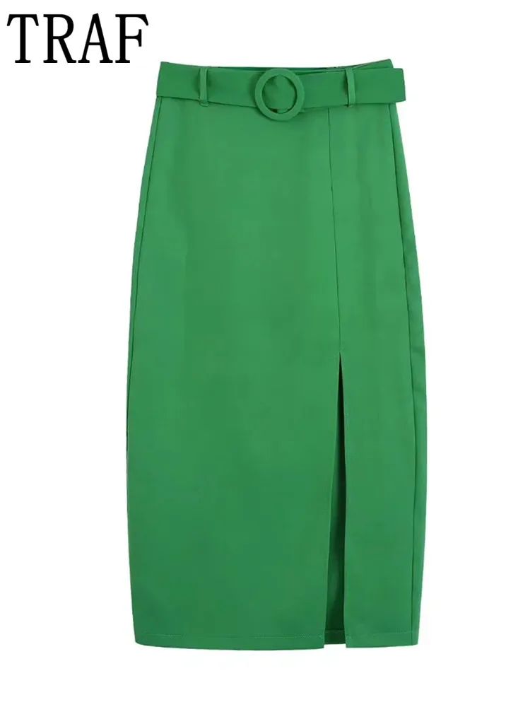 Женская длинная юбка-карандаш с поясом высокой талией |