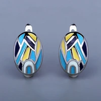 womens retro classic irregular color letters graffiti enamel 925 silver needle earrings fashion daily leisure earrings
