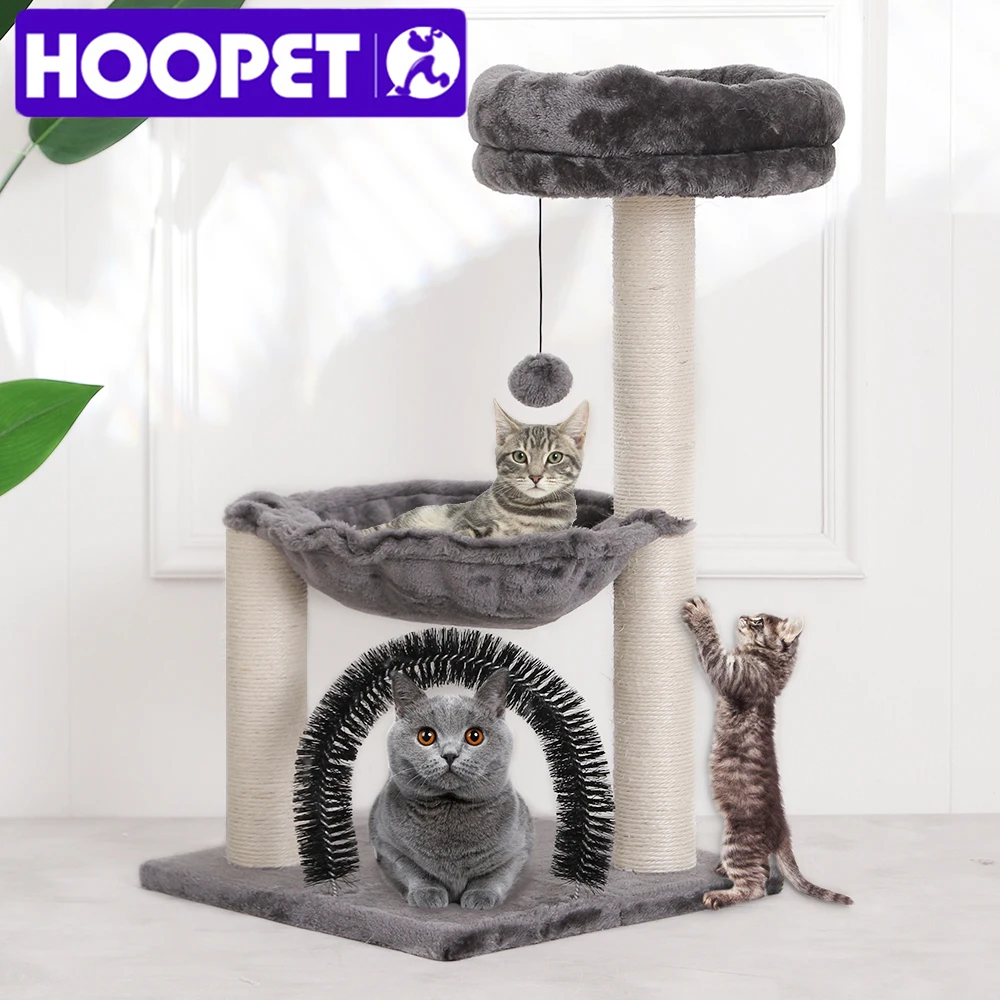 HOOPET Cat Scratching Post Cat Tree Toy Cat Scratcher Cat Hammock Cats Climb Frame With Hairbrush Cactus Sisal Rope Dropshipping
