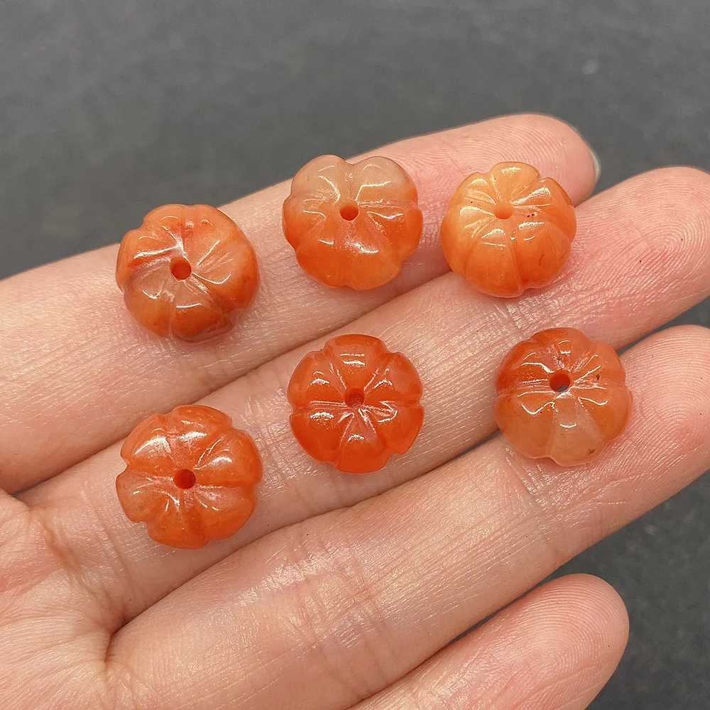 Бусина из красного агата в форме тыквы и натурального камня зеленое украшение