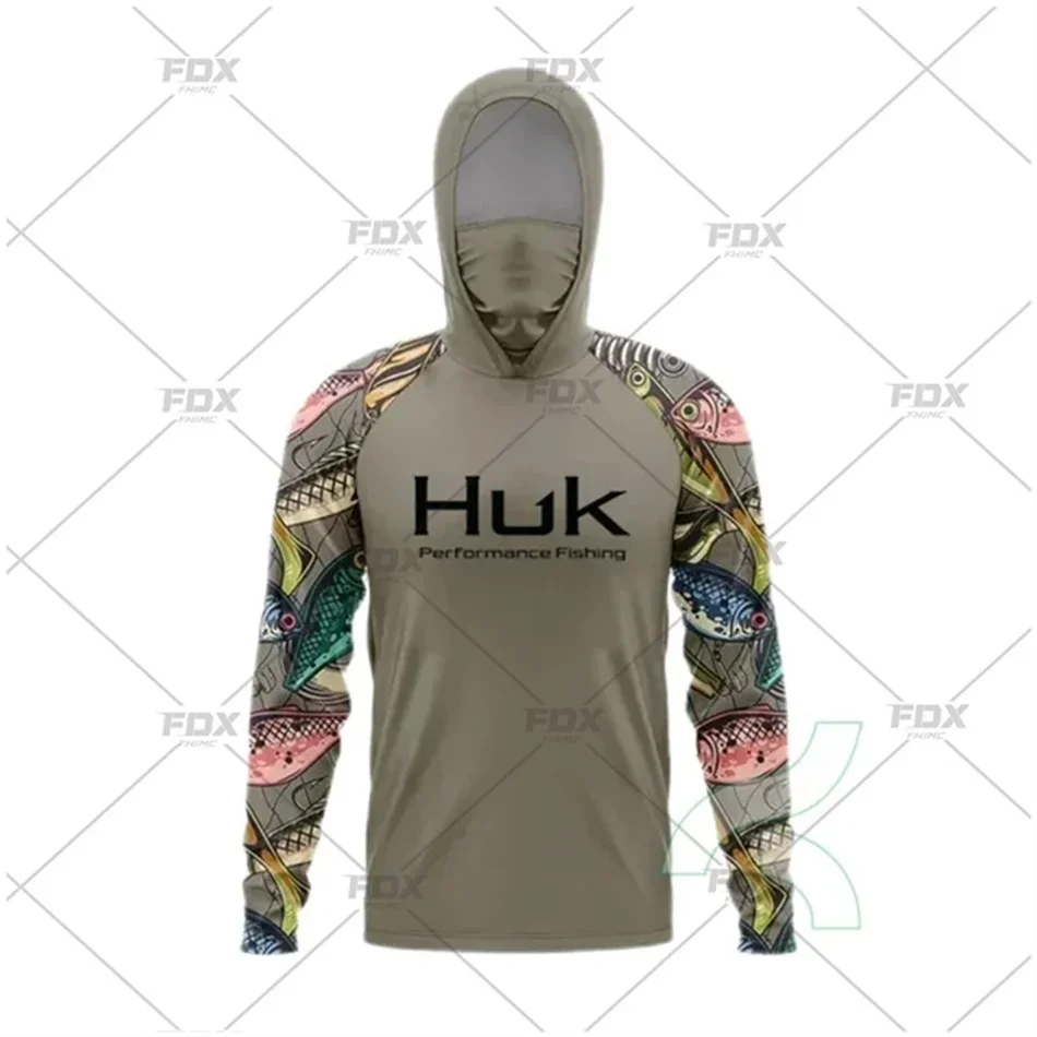 Фото HUK рубашки для рыбалки, маска, гетры, толстовка, одежда для мужчин, одежда для рыбалки с длинными рукавами, защита от ультрафиолета, футболки для рыбалки с защитой от комаров №2