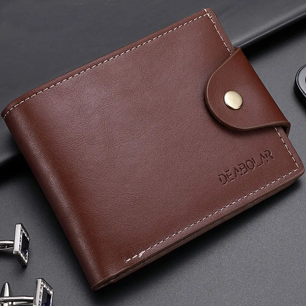 

Casual Simple Card Bag Money Pocket Purse Fashion Design Men Wallets PU Clutch Bag Korean Style Wallets Snap Button Bag