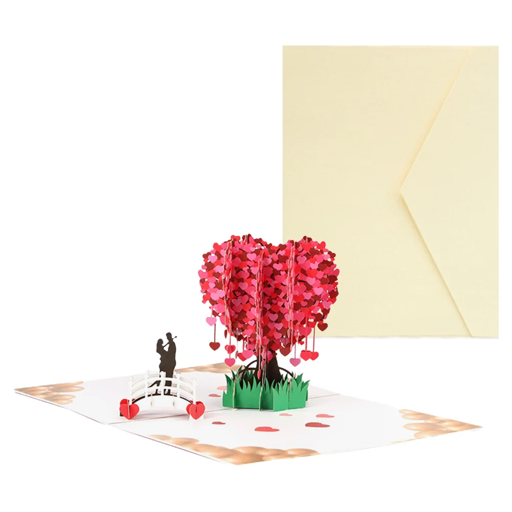 

1 Set Delicate Valentine's Day Themed Card 3D Heart Tree Greeting Card