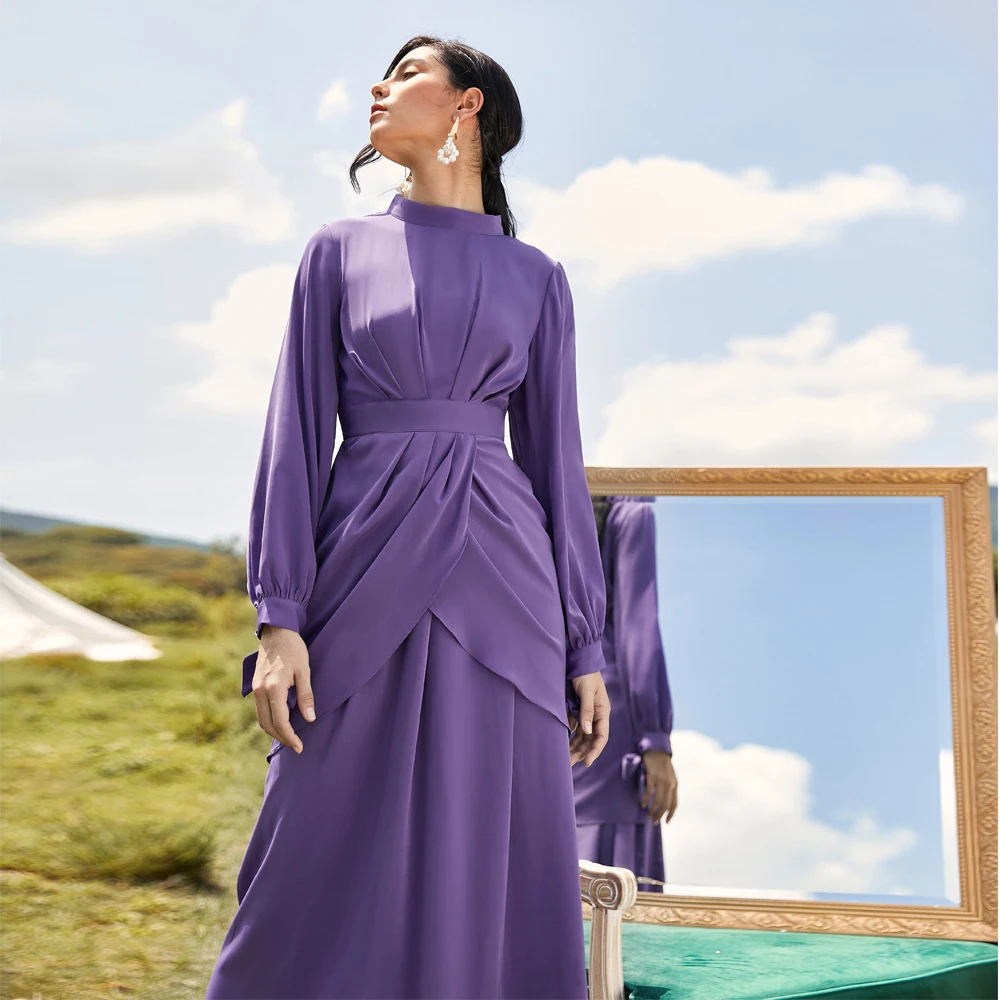 Muslim Fashion Hijab Dress Purple Vestidos Abaya Dubai Turkey Islam Clothing African for Women De Moda Ramadan Ropa Mujer 2022