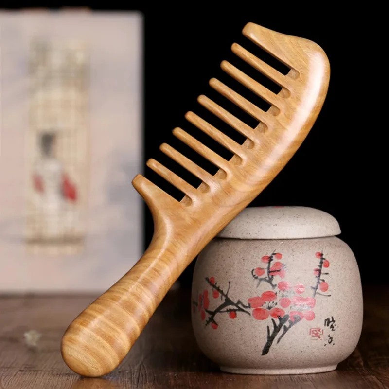 Handmade 100% Natural Sandalwood Hair Combs Anti-Static Wood Scent Natural Hair Detangler Wooden Comb
