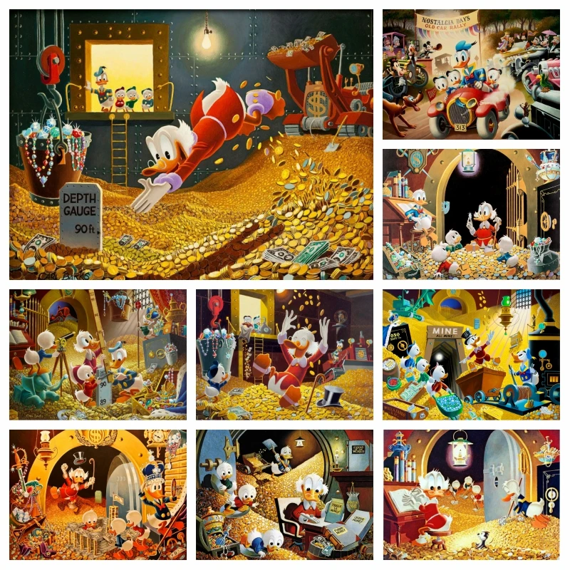 

Disney Scrooge Mcduck Diamond Painting Art Donald Duck With Golden Money Bin Mosaic Cross Stitch Handwork Kids Funny Gift