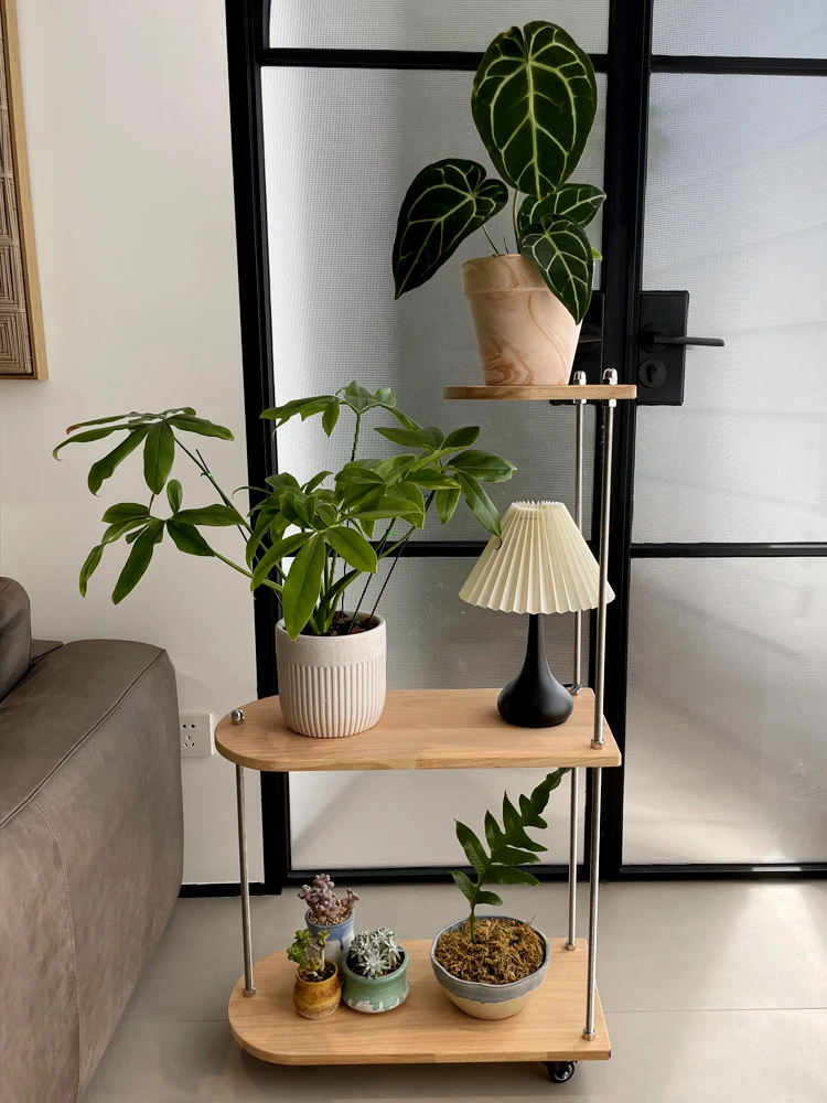 Уличная полка для растений с подставкой колес цветов и других искусств