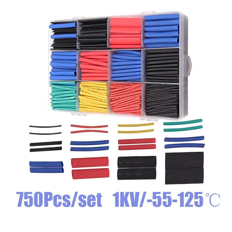 750 шт. термостойкая трубка термоусадочная для проводов кабельная изоляция муфта