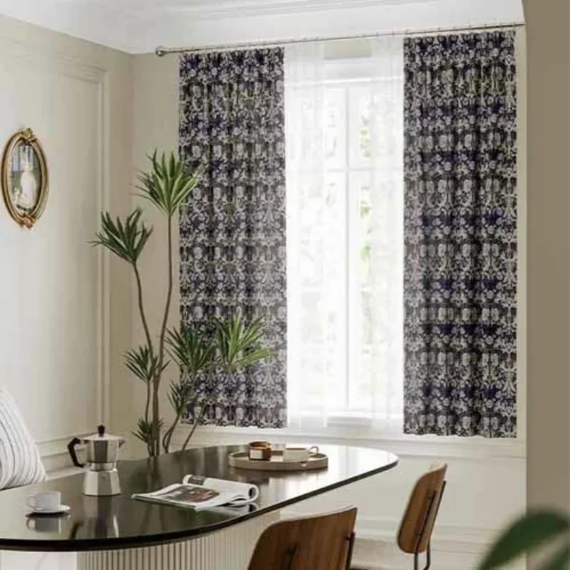 Фото Printing Pattern Natural Flower Curtain Sun Shading Window FabricThe Living Room Study Shading Curtain modern fabric thick №3