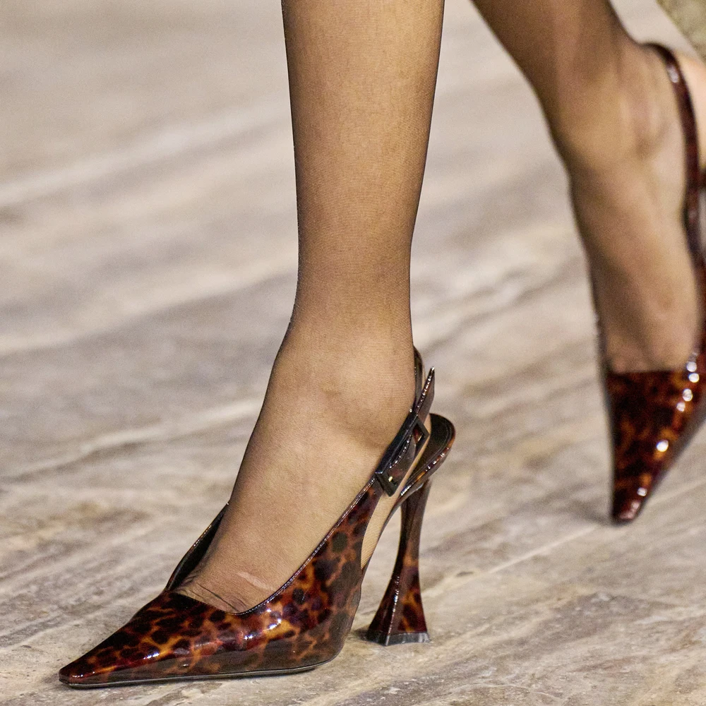 Туфли-лодочки женские с леопардовым принтом заостренный носок застежка-лодочка