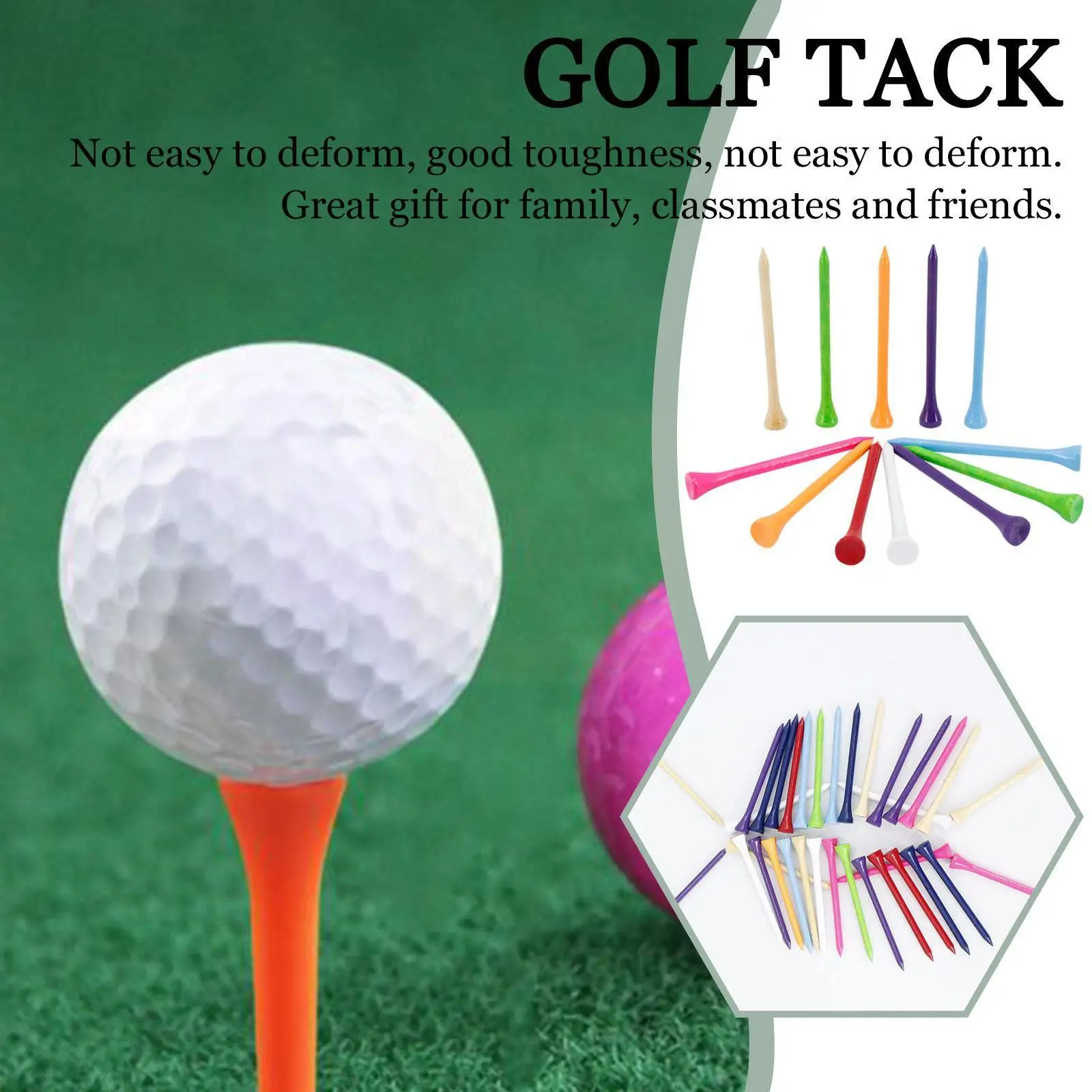 

Wooden Golf Tee For Golf Competitions Good Toughness 100pcs 8.3cm H9x8