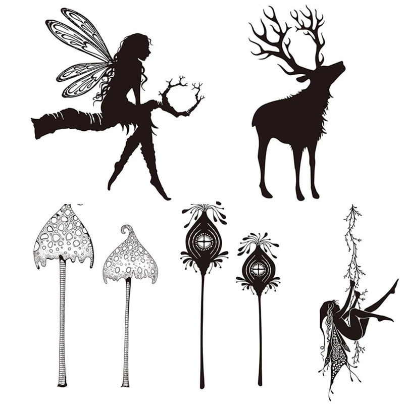 

Transparent Seal Silicone Clear Stamp Forest Deer Flowers Decor Scrapbooking Paper DIY Card Painting Mold Stencil Handbook Album