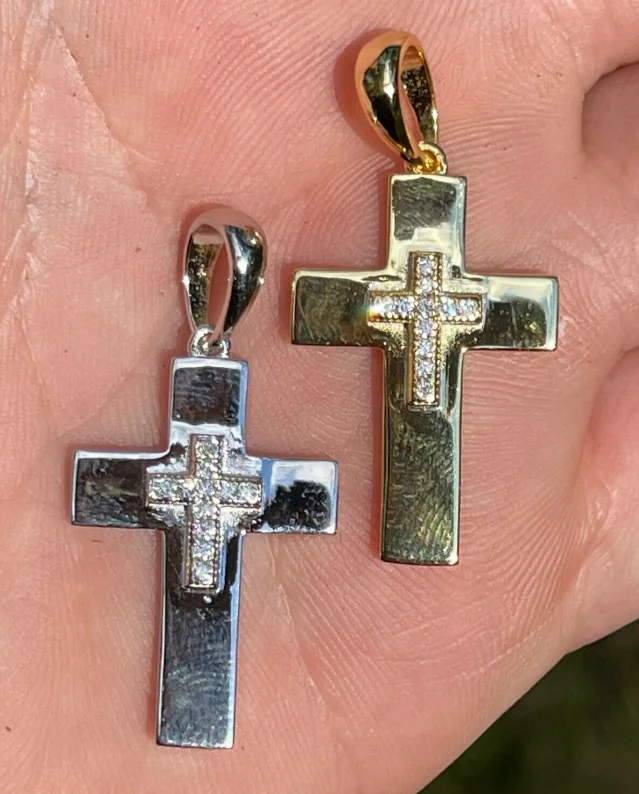 

ANGLANG Fashion Cross Pendants Gold&Silver Color Cubic Zirconia Jesus Cross Pendant Necklace Jewelry for Men/Women Wholesale