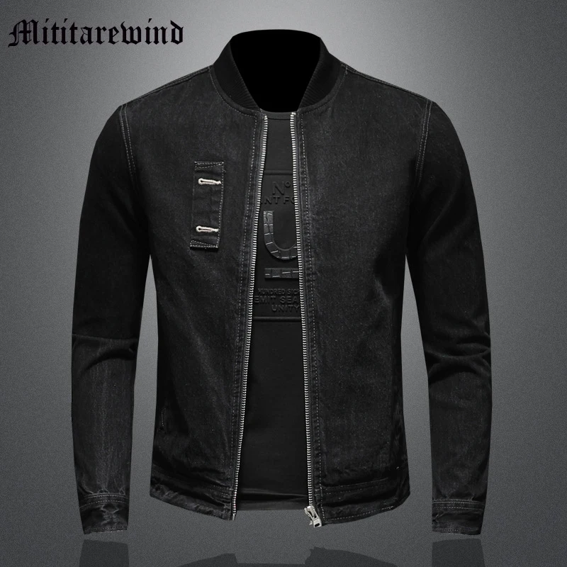 

Мужская повседневная куртка на молнии, черная винтажная потертая куртка в стиле ретро, Классическая европейская мода, универсальная осенняя куртка