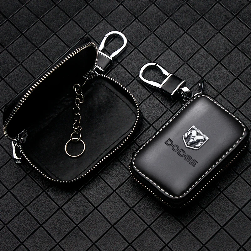 

With Car Logo Durable Odorless Genuine Leather Car Key Holder Case Wa For Dodge Journey Challenger Viper Ram Charger Caliber Etc