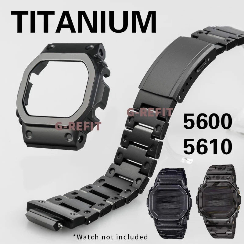 Фото Новый комплект из титанового сплава G-Refit GWB5600 G5600E GWM5610 DW5600 GMW-B5000: безель, ремешок, металлический корпус, браслет для часов с инструментами №1