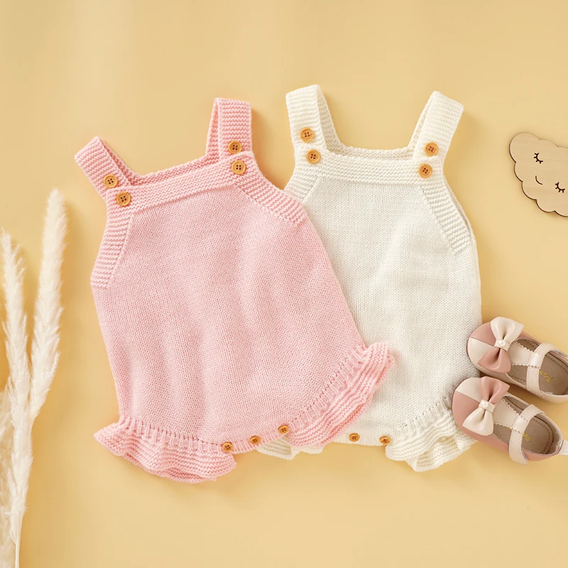

Newborn Baby Bodysuits Fashion White Sleeveless Infant Kids Boy Girl Knitted Onesie Coveralls 0-18m Toddler Kids Outwear Outfits
