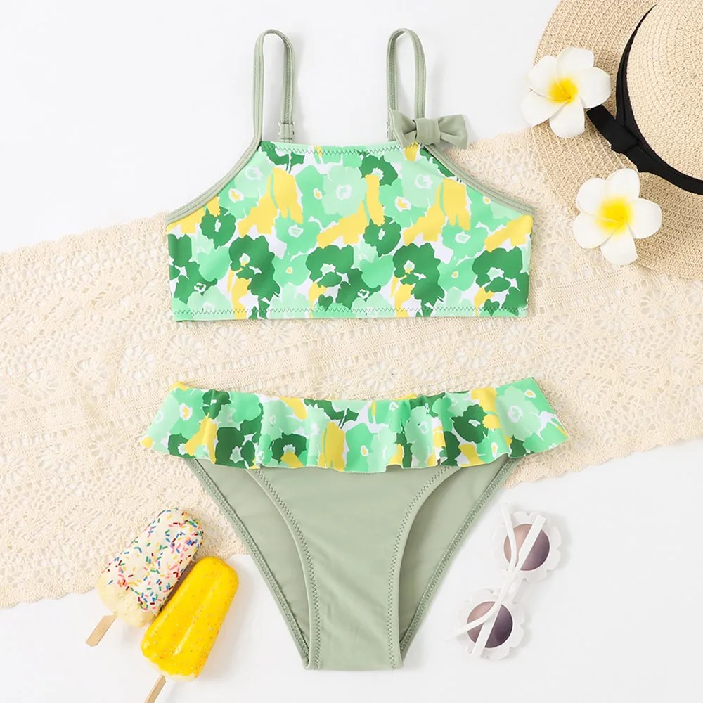 

Купальник для девочек с цветочным рисунком, 2023