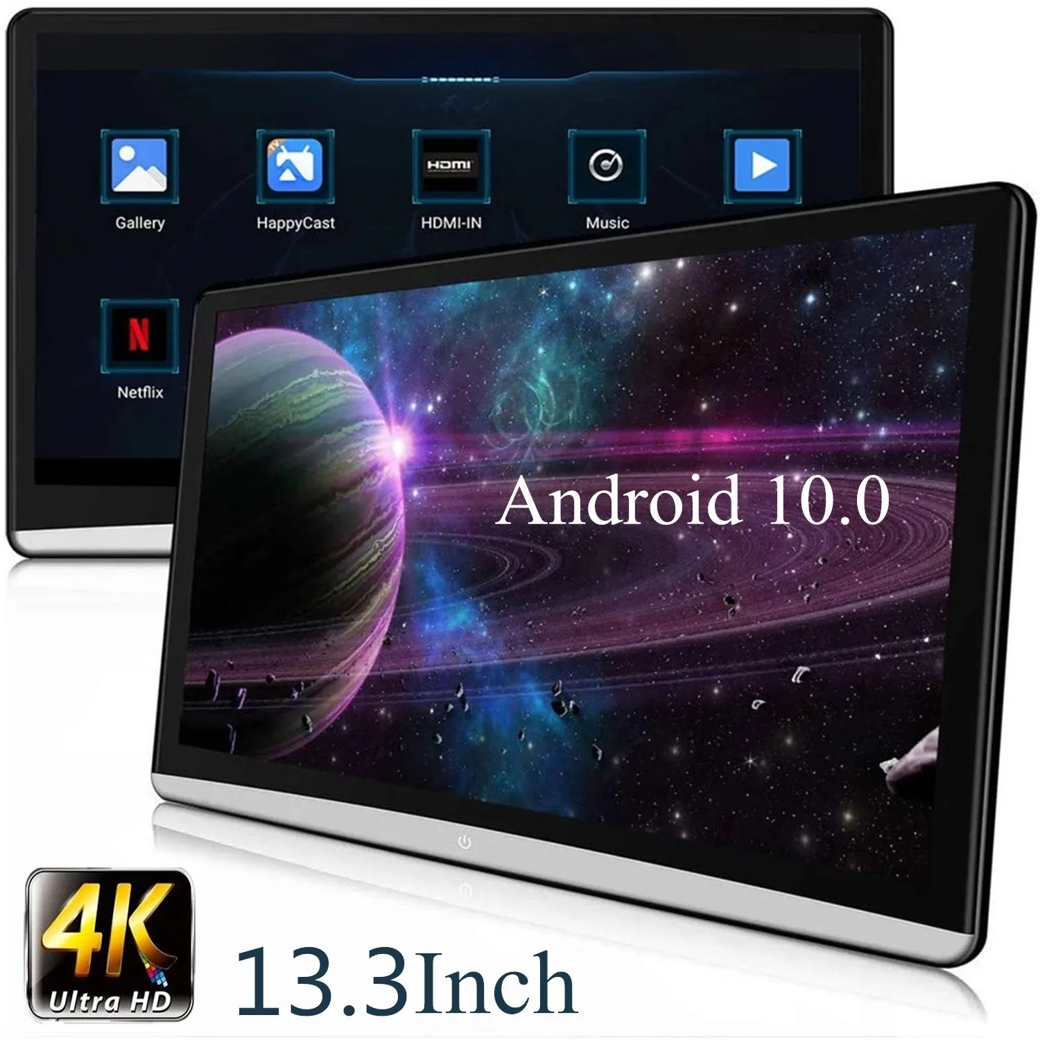 13.3 Inch Android 10.0 Car Headrest Monitor 4K 1080P Touch Screen WIFI/Bluetooth/USB/SD/HDMI/FM/Mirror Link/Miracas MP5 Player